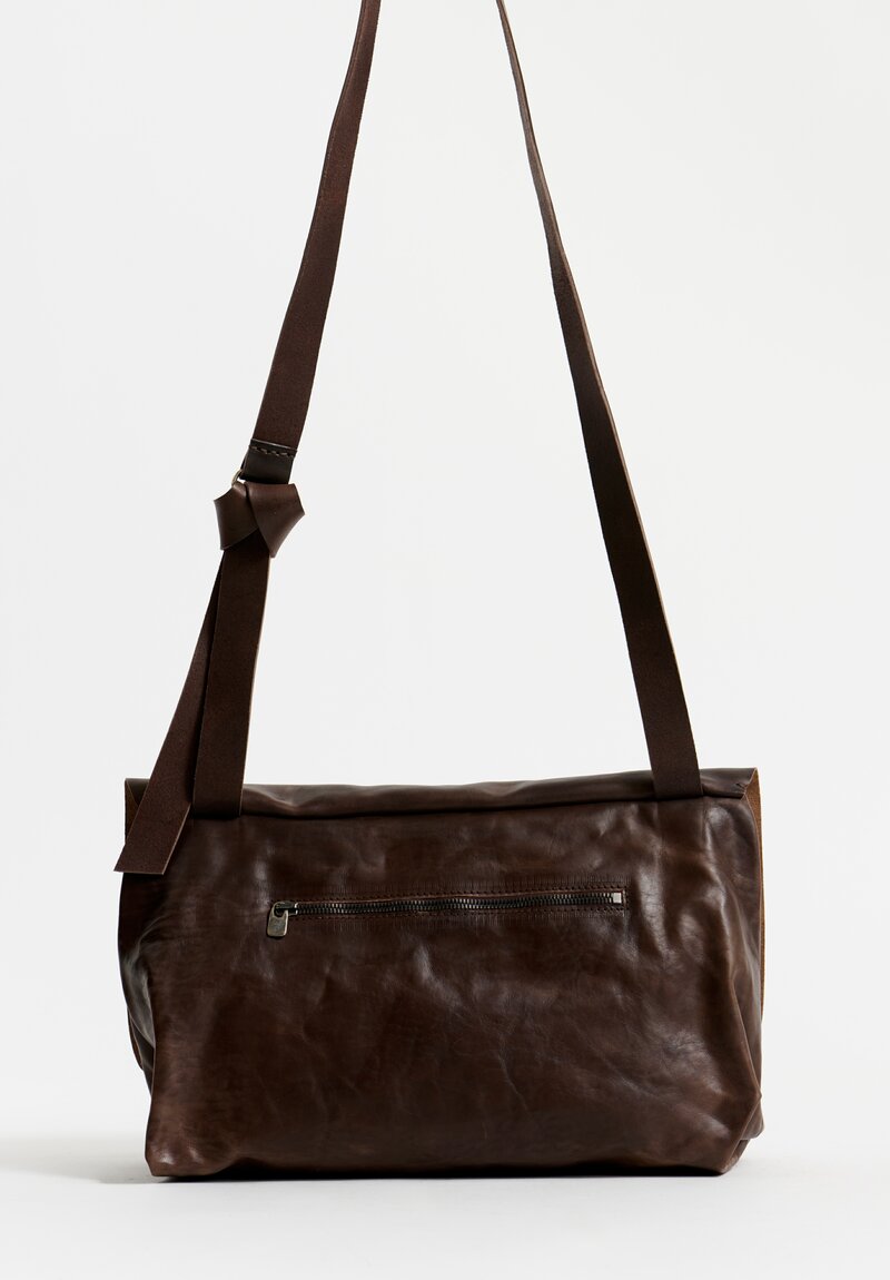 Daniele Basta Leather Deng Messenger Bag in Chocolate Brown