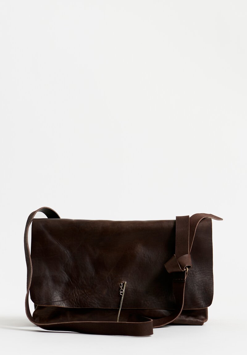 Daniele Basta Leather Deng Messenger Bag in Chocolate Brown