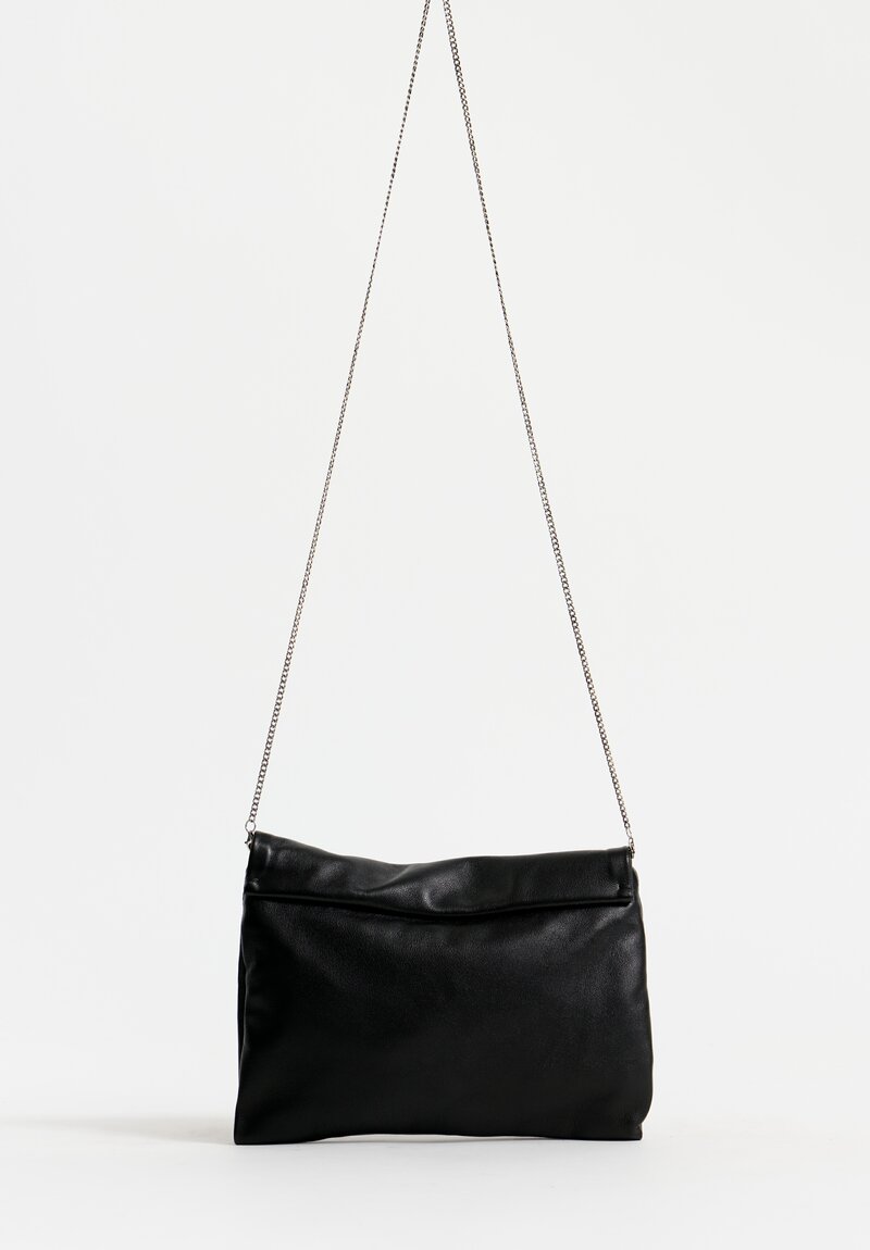 Daniele Basta Lambskin Leather Deng Piccola Leaves Evening Bag Black