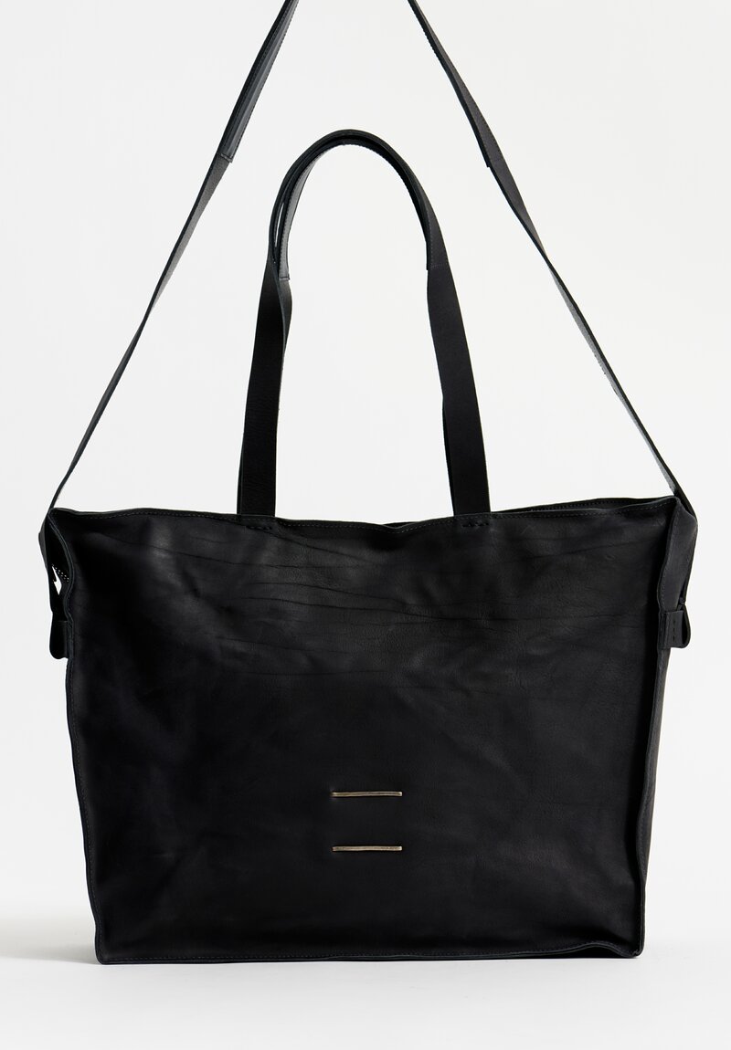 Daniele Basta Leather Teorema Trapezoid Staple Bag in Black