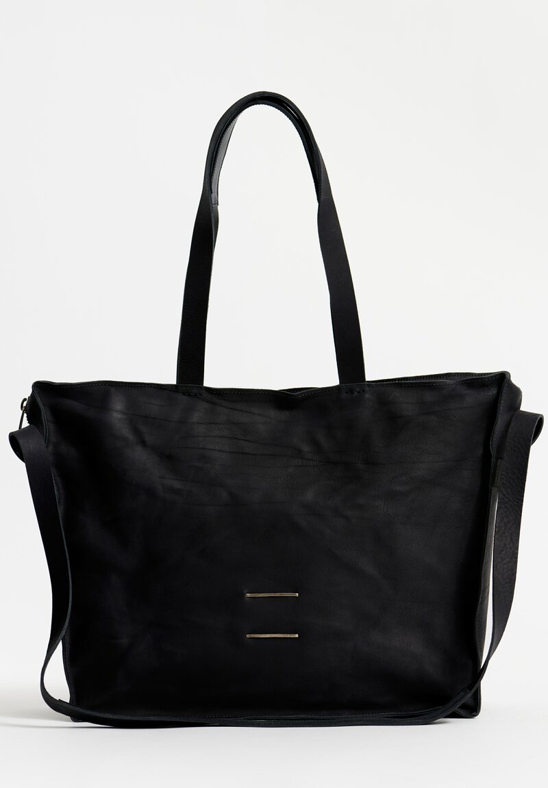 Daniele Basta Leather Teorema Trapezoid Staple Bag in Black