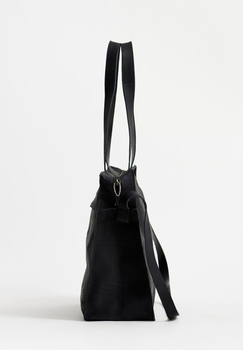 Daniele Basta Leather Teorema Trapezoid Staple Bag in Black