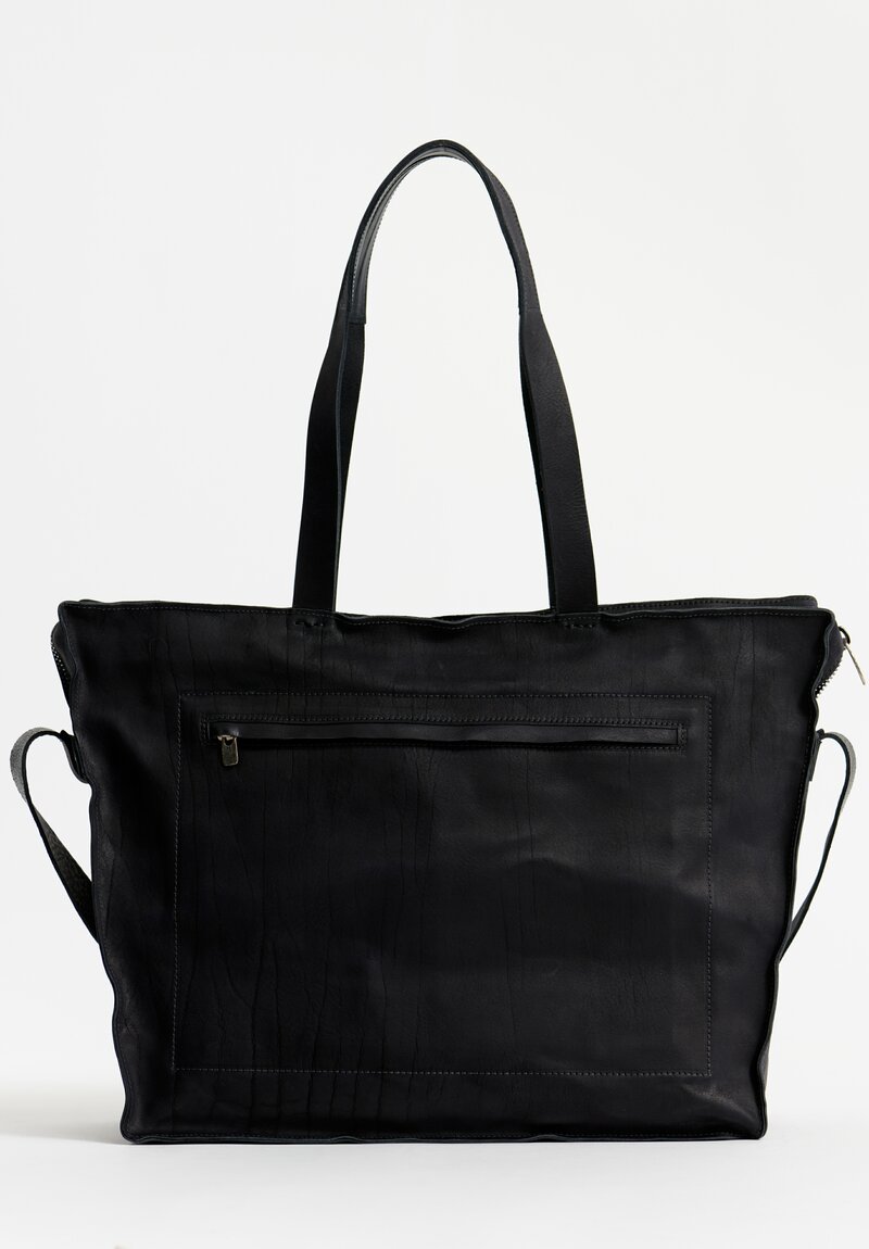 Daniele Basta Leather Teorema Trapezoid Staple Bag in Black