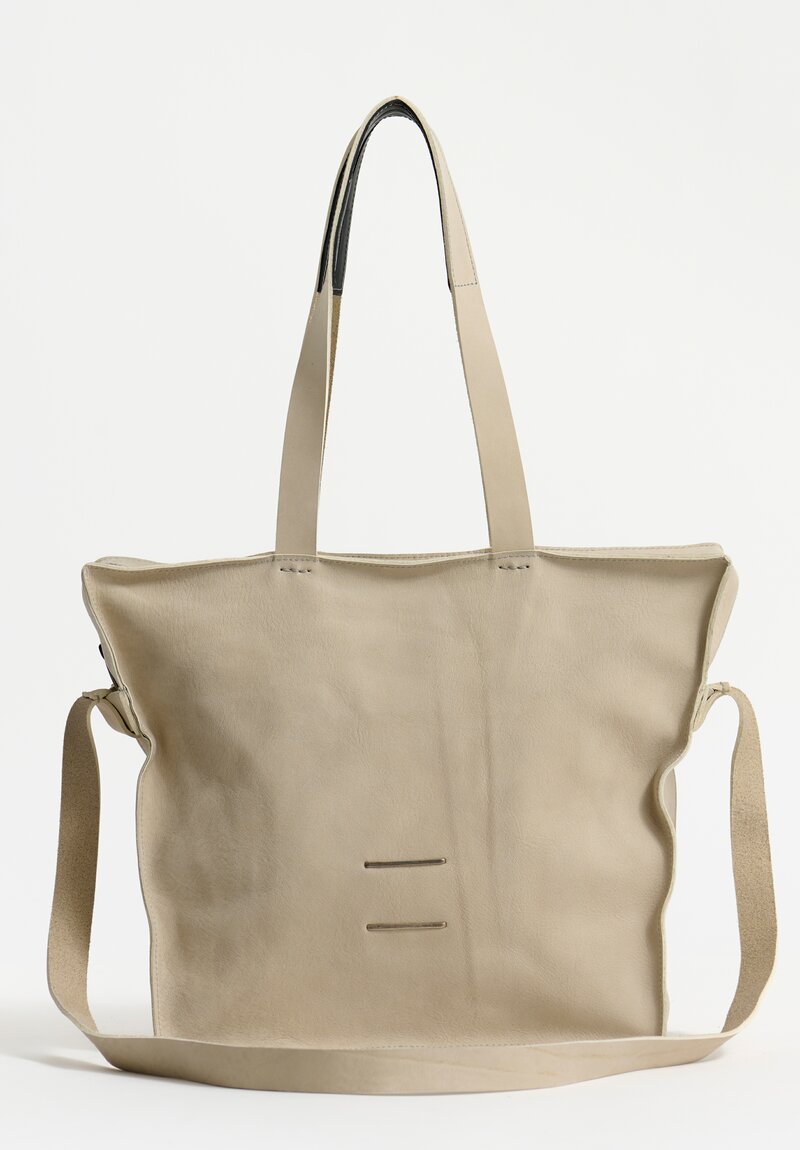 Daniele Basta Leather Teorema Trapezoid Staple Bag in Stone Cream