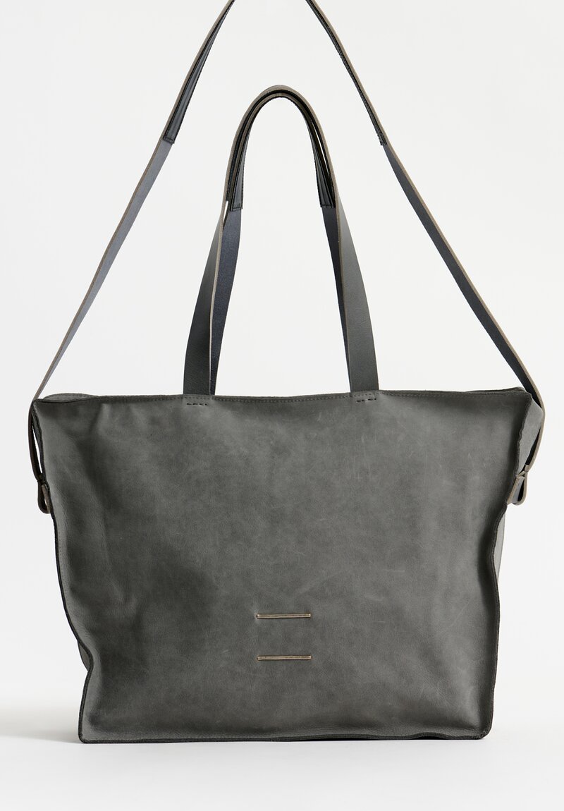 Daniele Basta Leather Teorema Trapezoid Staple Bag in Smoke Gray