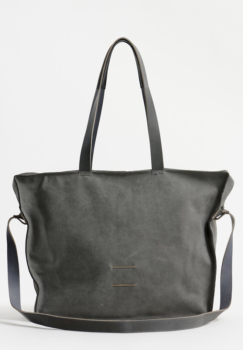 Daniele Basta Leather Teorema Trapezoid Staple Bag in Smoke Gray