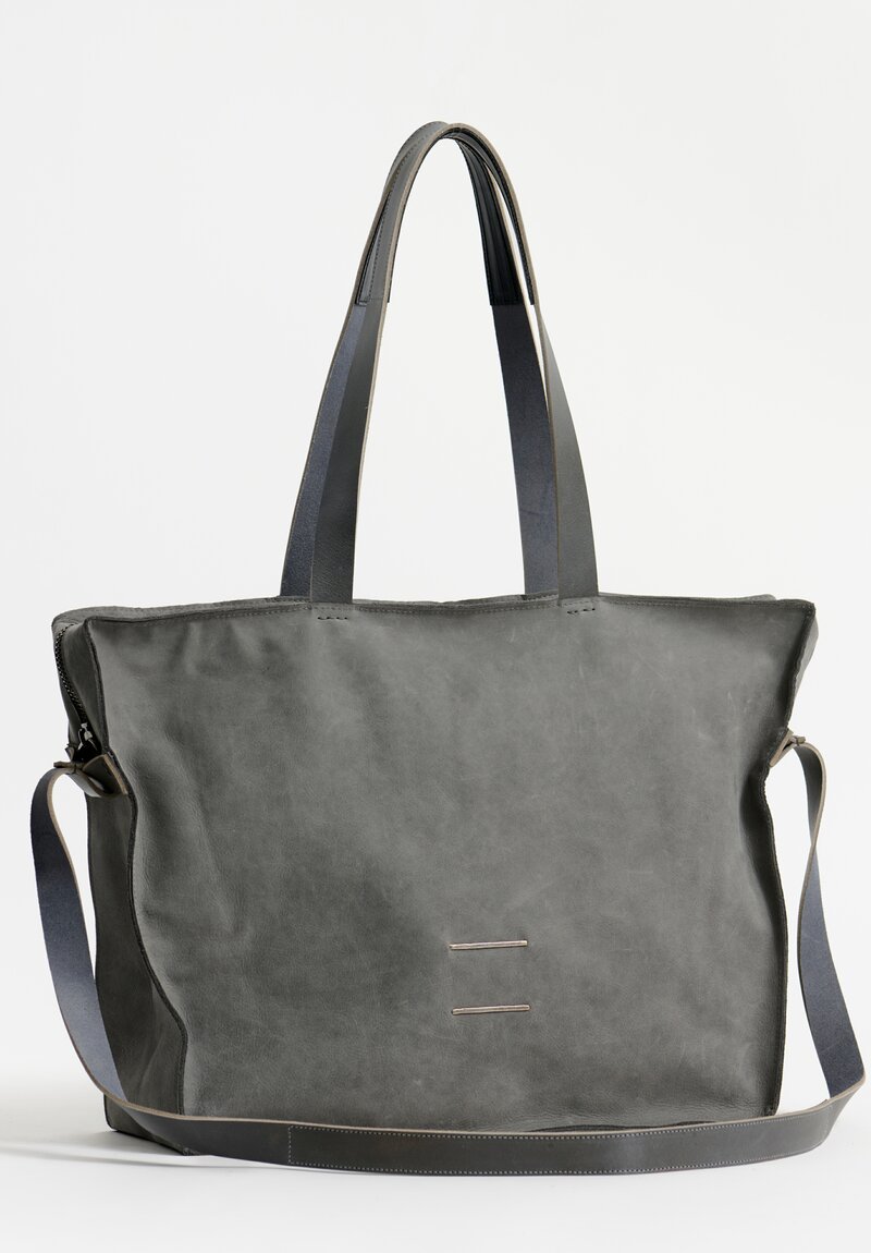 Daniele Basta Leather Teorema Trapezoid Staple Bag in Smoke Gray