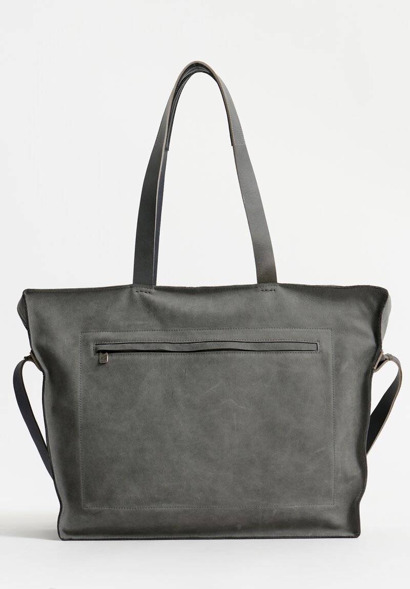 Daniele Basta Leather Teorema Trapezoid Staple Bag in Smoke Gray