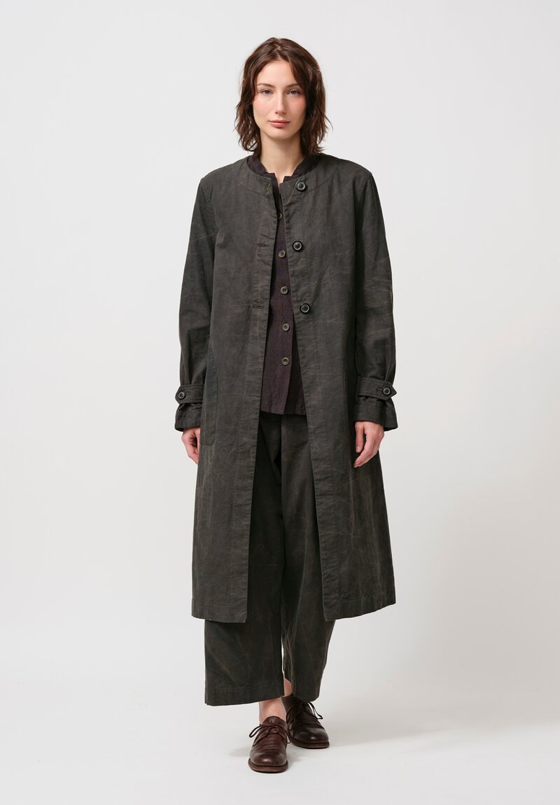 Biek Versteppen Cotton Coat in Dark Khaki Green