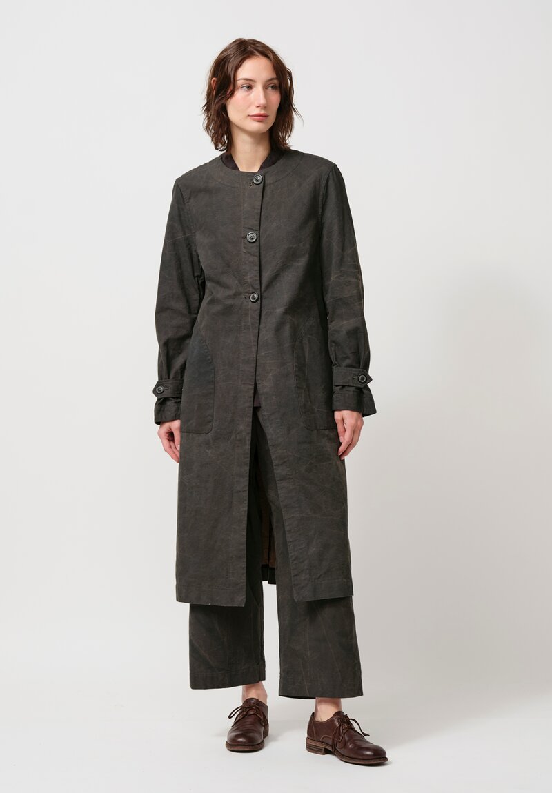 Biek Versteppen Cotton Coat in Dark Khaki Green