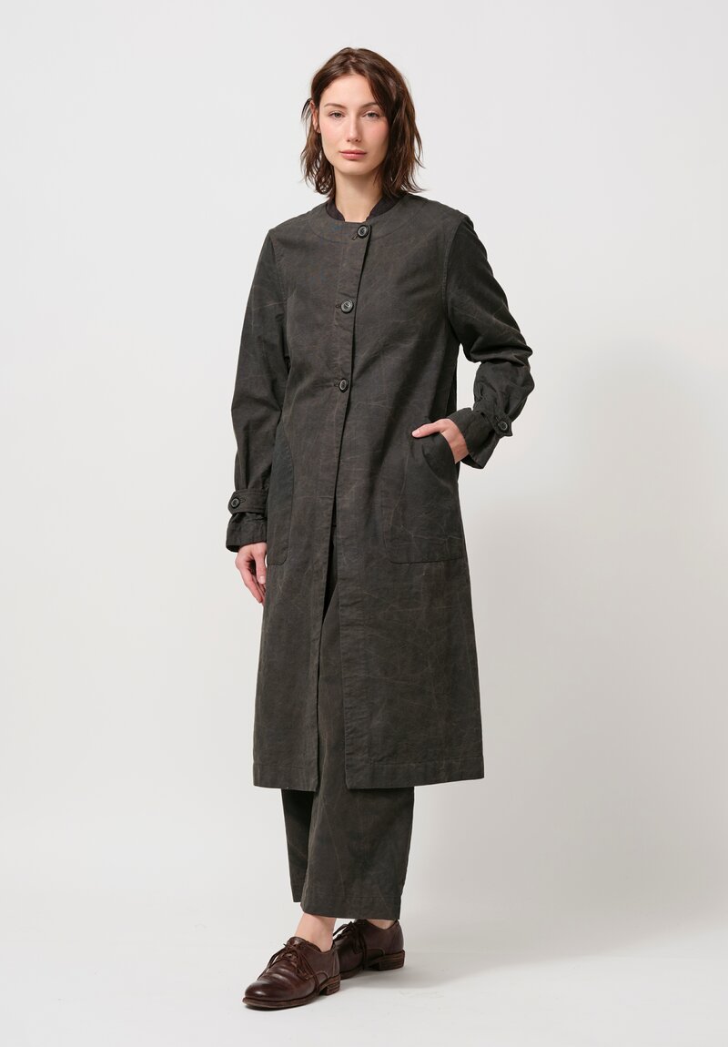 Biek Versteppen Cotton Coat in Dark Khaki Green