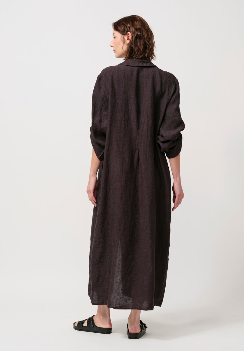 Biek Verstappen Irish Linen Pleated Shirt Dress in Mud Purple