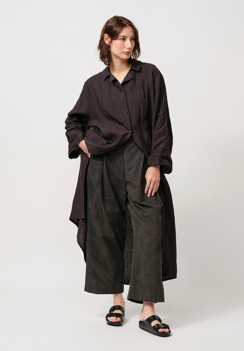 Biek Verstappen Irish Linen Pleated Shirt Dress in Mud Purple