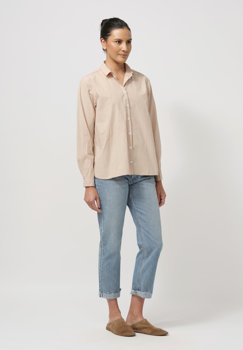 Bergfabel Washed Paper Cotton Loose Tyrol Shirt in Dusty Pink