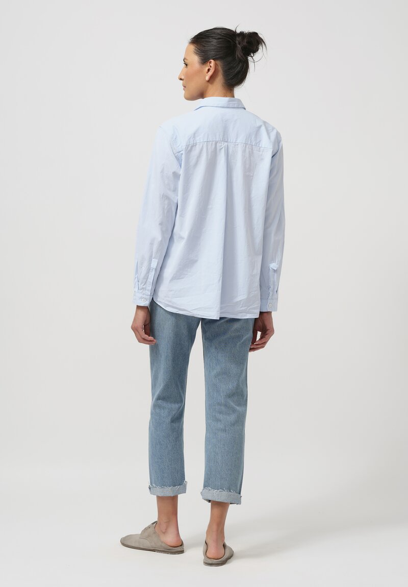 Bergfabel Washed Paper Cotton Loose Tyrol Shirt in Azure Blue