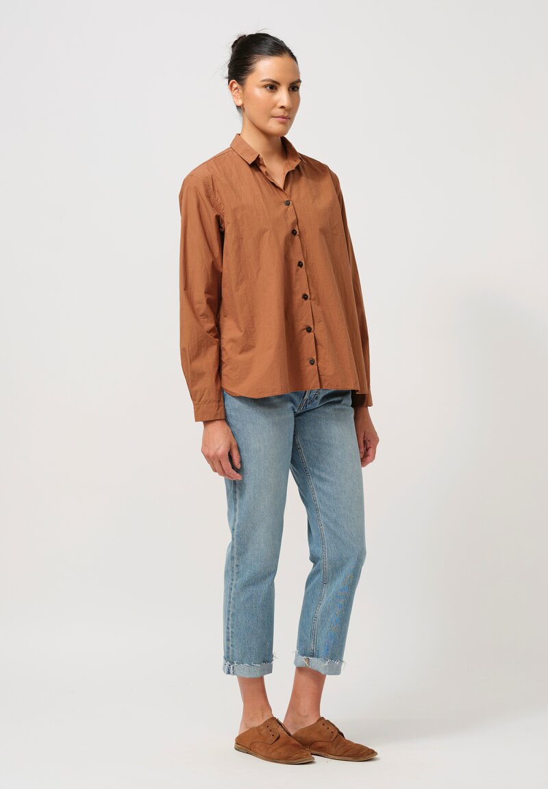 Bergfabel Washed Paper Cotton Loose Tyrol Shirt in Ground Brown