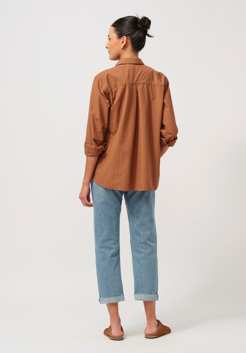 Bergfabel Washed Paper Cotton Loose Tyrol Shirt in Ground Brown