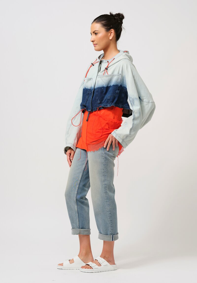 Rundholz DIP Cropped Denim Ombré Hooded Jacket