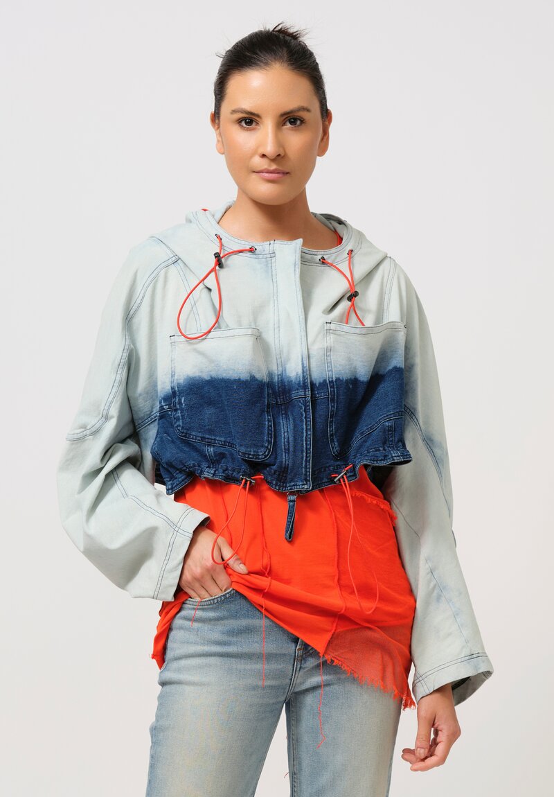 Rundholz DIP Cropped Denim Ombré Hooded Jacket