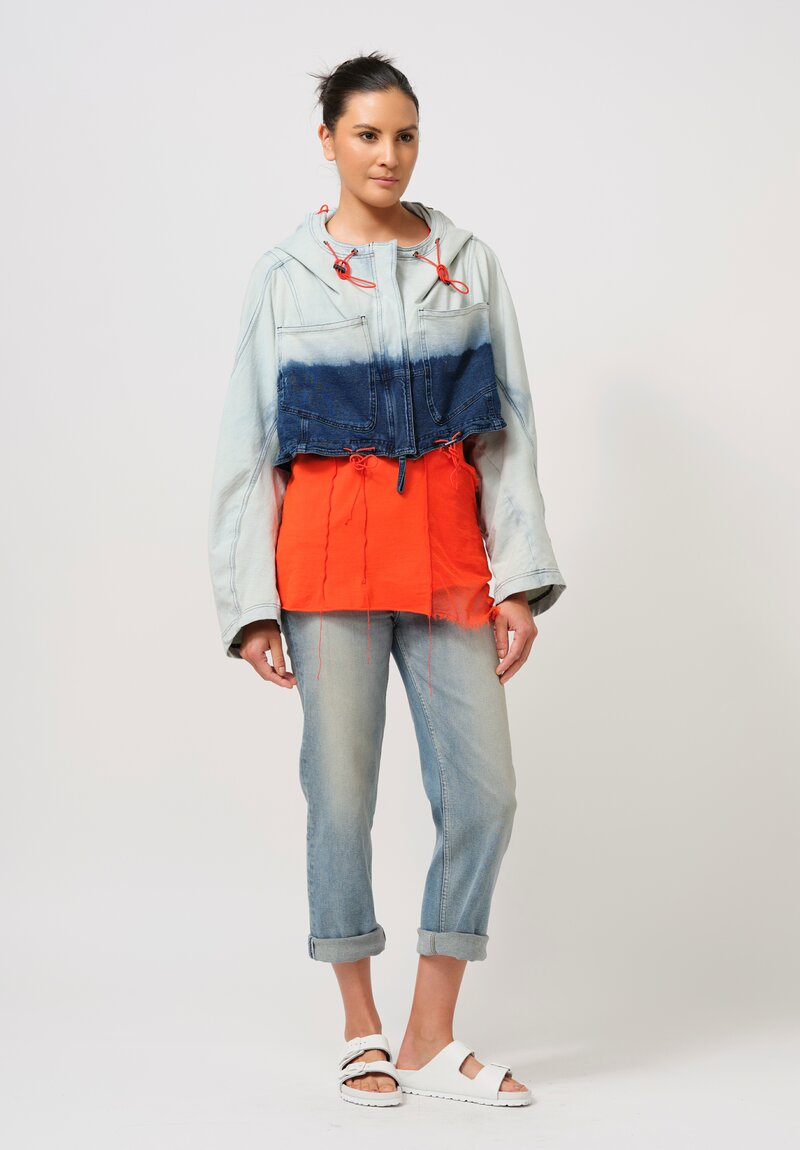 Rundholz DIP Cropped Denim Ombré Hooded Jacket