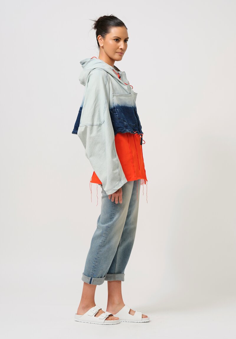 Rundholz DIP Cropped Denim Ombré Hooded Jacket