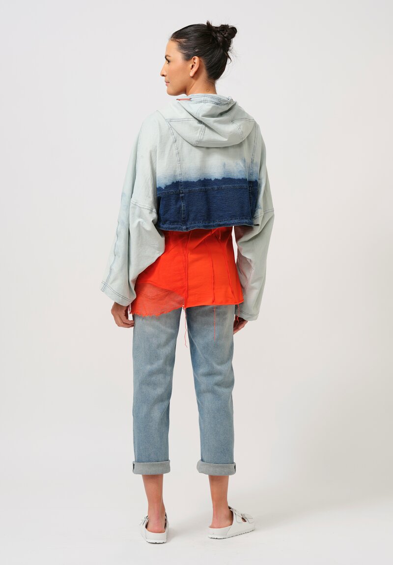 Rundholz DIP Cropped Denim Ombré Hooded Jacket