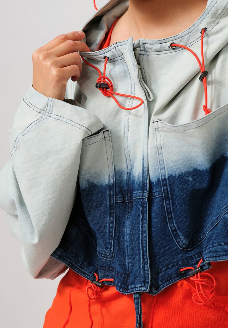 Rundholz DIP Cropped Denim Ombré Hooded Jacket