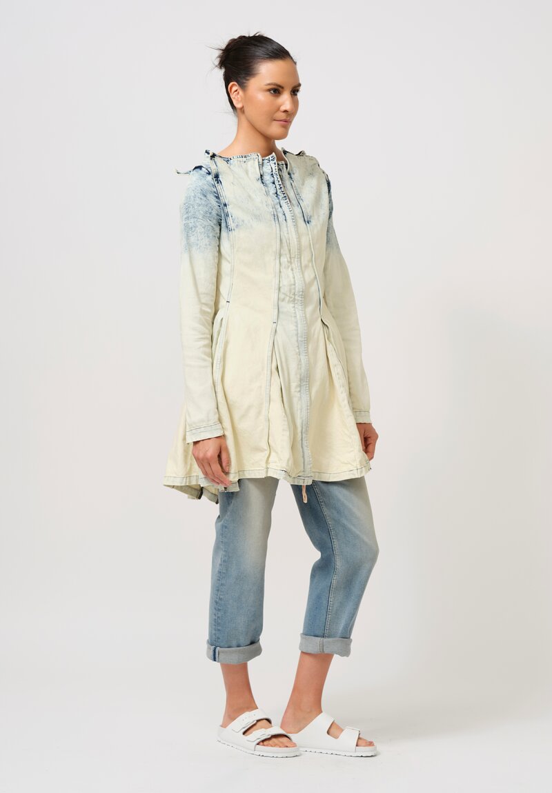 Rundholz DIP Denim Paneled Coat in Acid Wash