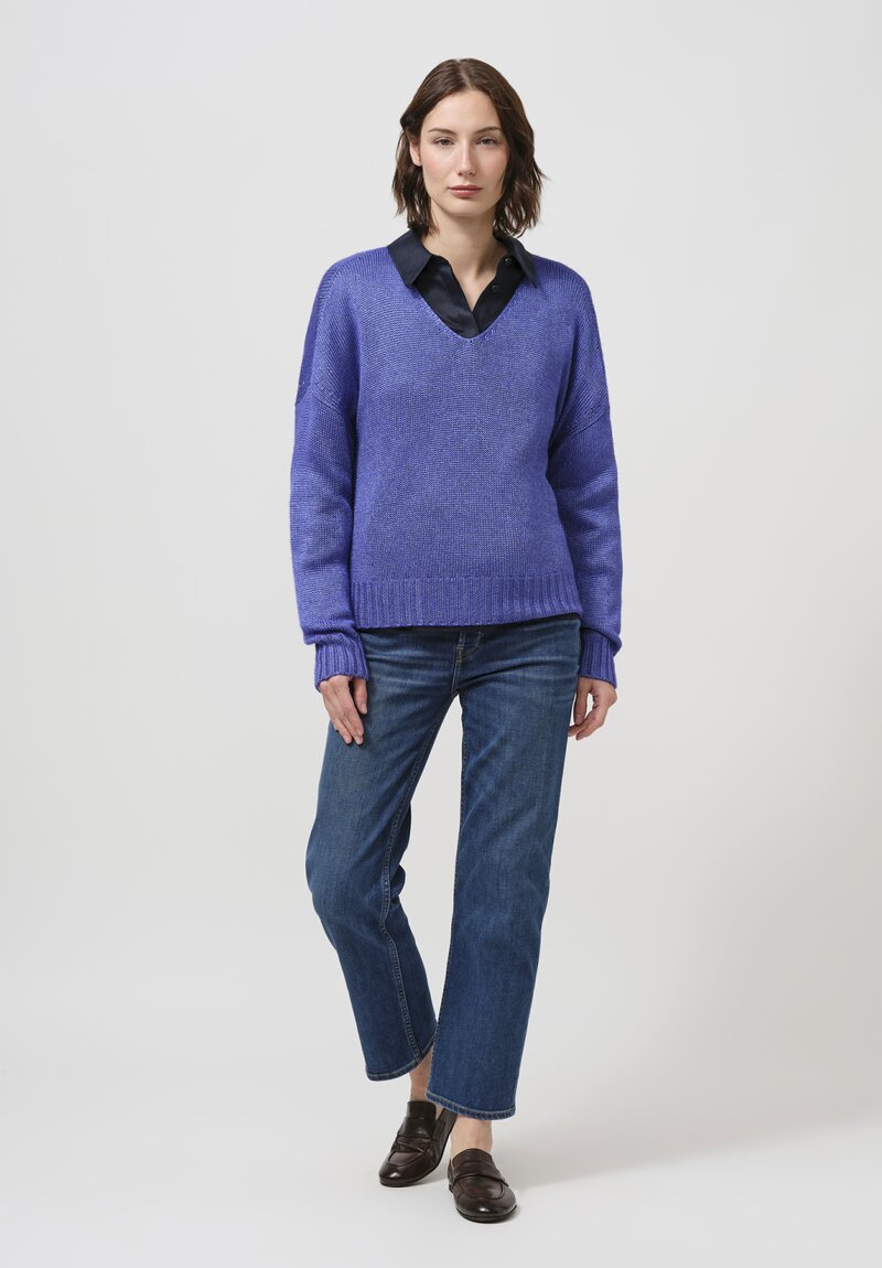 Iris Von Arnim Linen Laurita Button-Down Shirt in Navy Blue