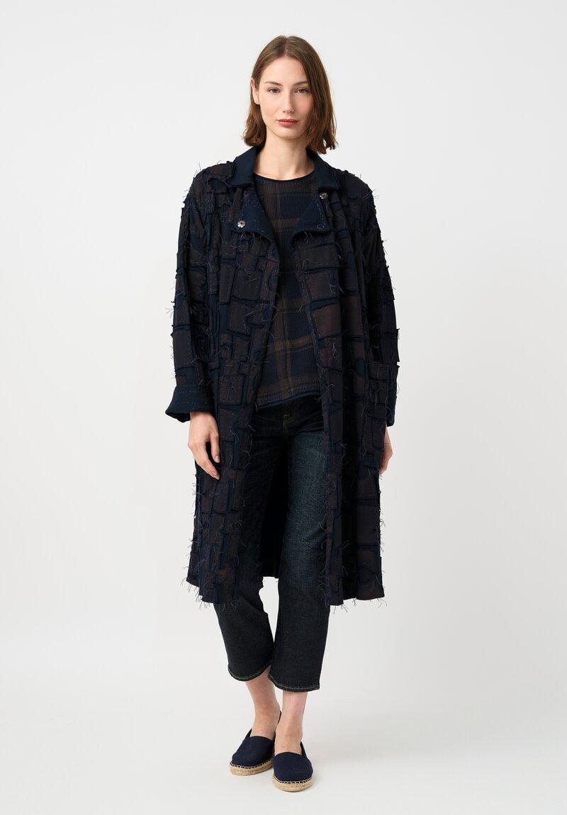 Alabama Chanin Organic Cotton "Abstract Suns" Bold Coat in Eclipse Blue