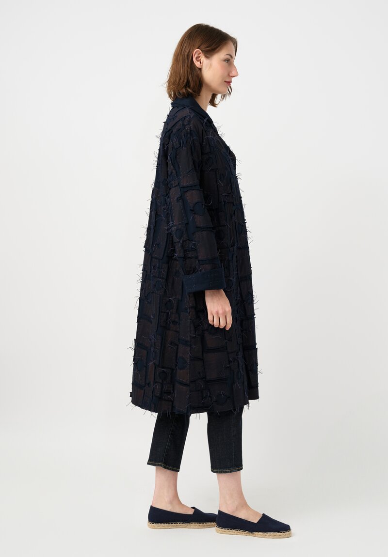 Alabama Chanin Organic Cotton "Abstract Suns" Bold Coat in Eclipse Blue