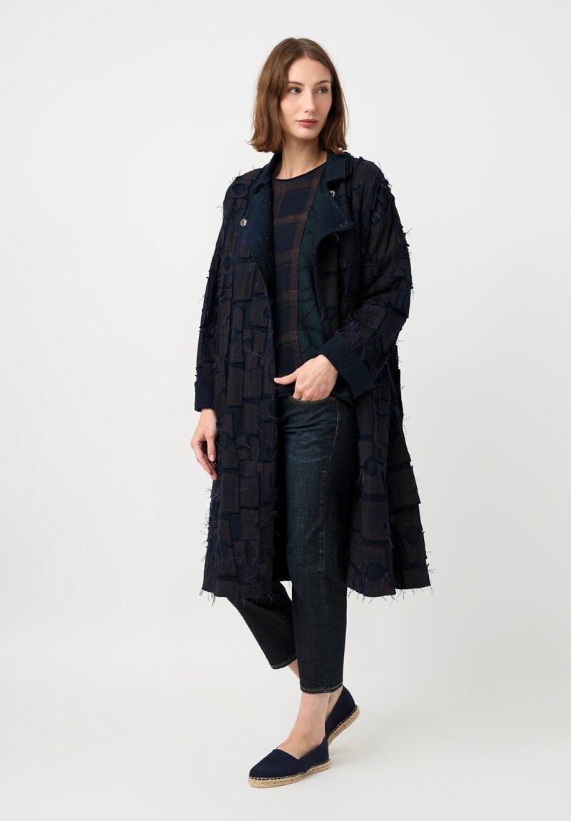 Alabama Chanin Organic Cotton "Abstract Suns" Bold Coat in Eclipse Blue