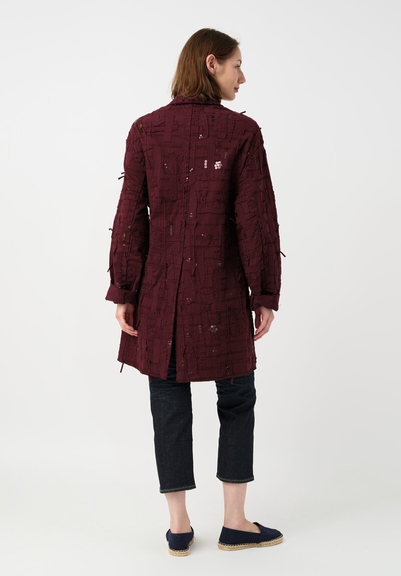 Alabama Chanin Organic Cotton "Abstract Suns" Bold Coat in Midnight Teal Blue