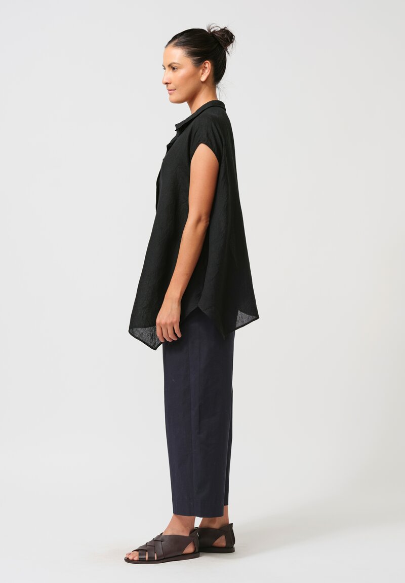 Peter O. Mahler Cotton Stretch Cropped Wide Leg Pants in Navy Blue