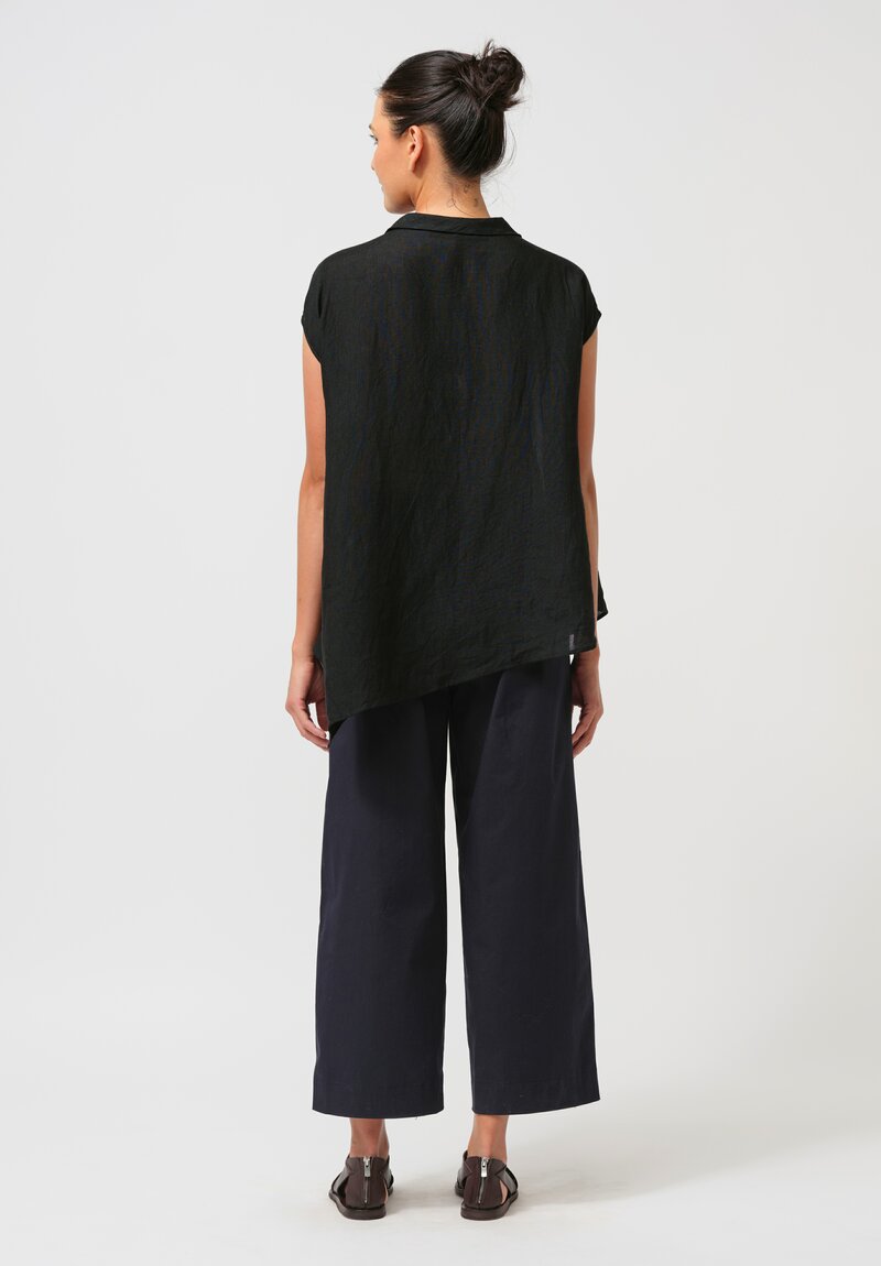 Peter O. Mahler Cotton Stretch Cropped Wide Leg Pants in Navy Blue