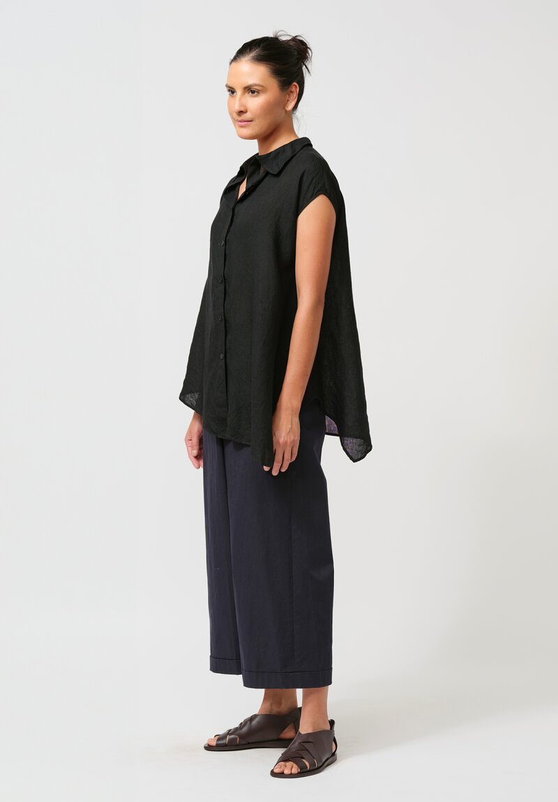 Peter O. Mahler Cotton Stretch Wrap Front Pants in Navy Blue