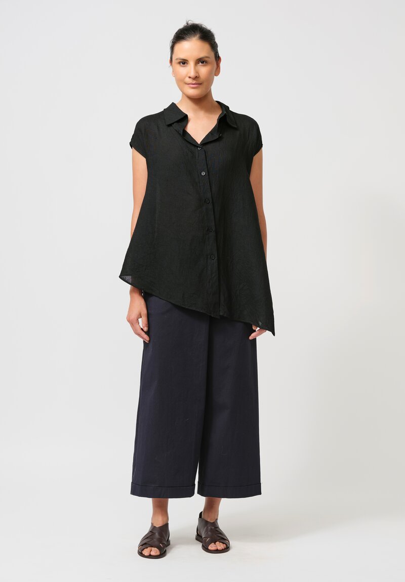 Peter O. Mahler Cotton Stretch Wrap Front Pants in Navy Blue
