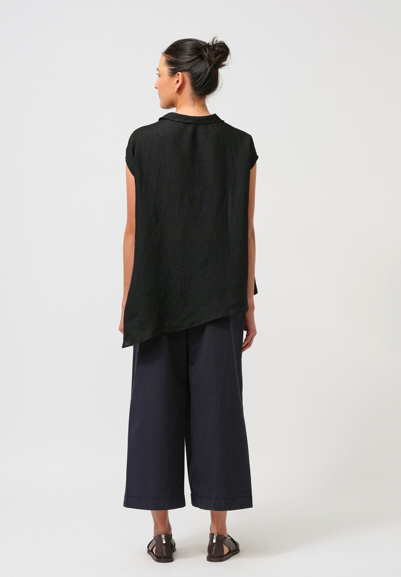 Peter O. Mahler Cotton Stretch Wrap Front Pants in Navy Blue