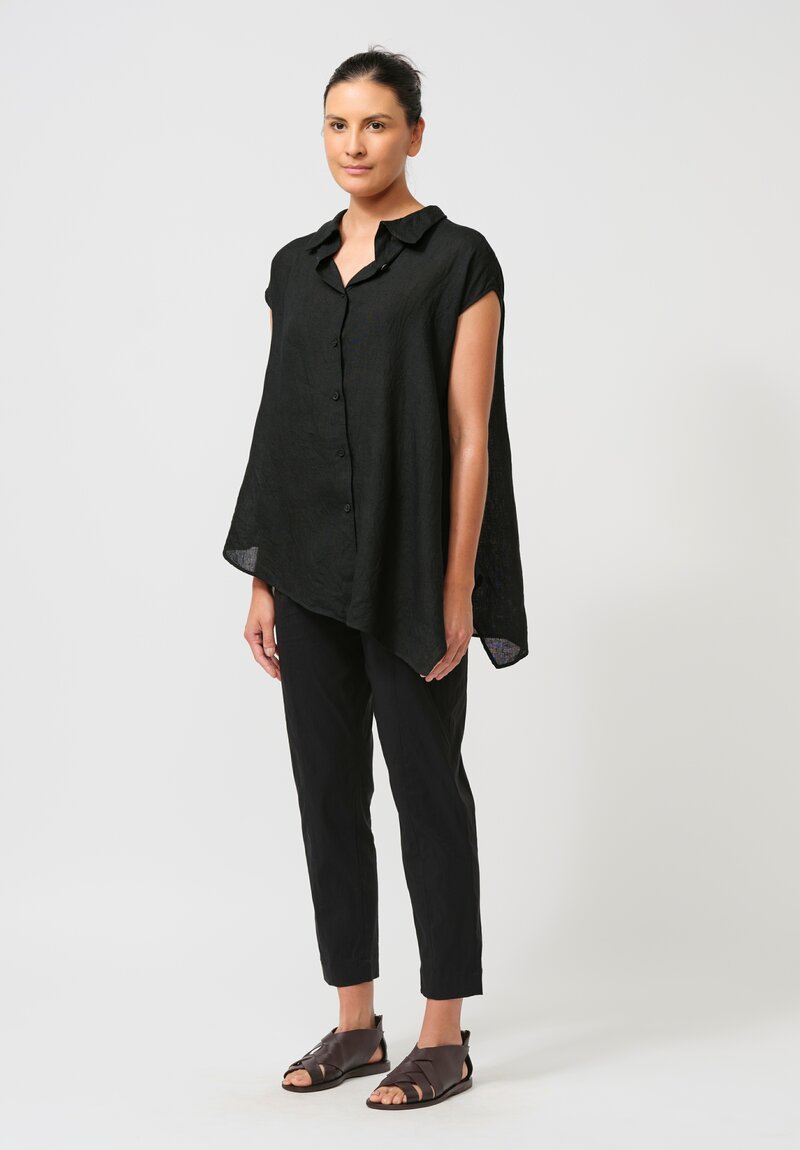 Peter O. Mahler Stretch Flat-Felled Seam Cropped Pants in Black