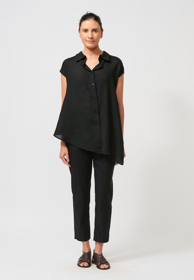 Peter O. Mahler Stretch Flat-Felled Seam Cropped Pants in Black