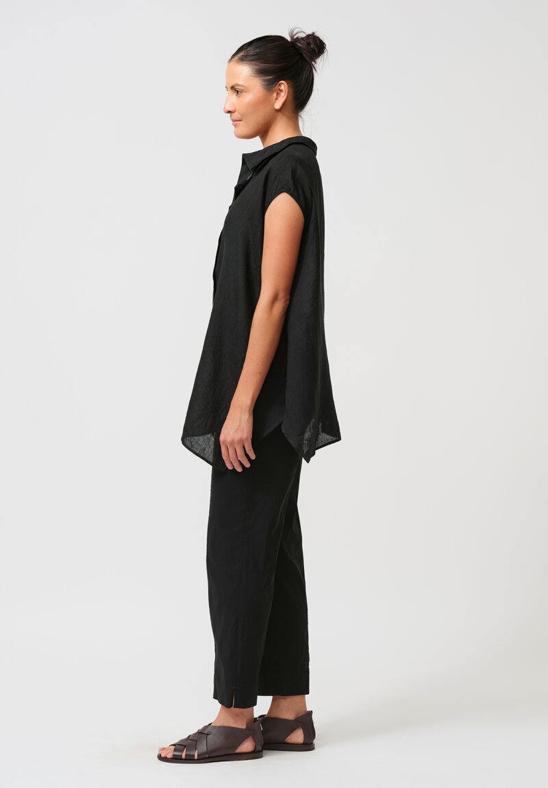 Peter O. Mahler Stretch Flat-Felled Seam Straight Leg Pants in Black