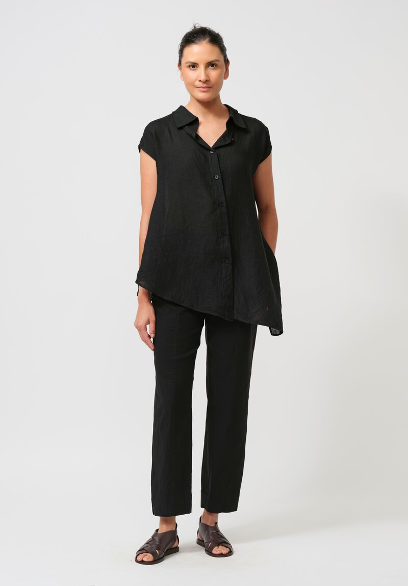 Peter O. Mahler Stretch Flat-Felled Seam Straight Leg Pants in Black