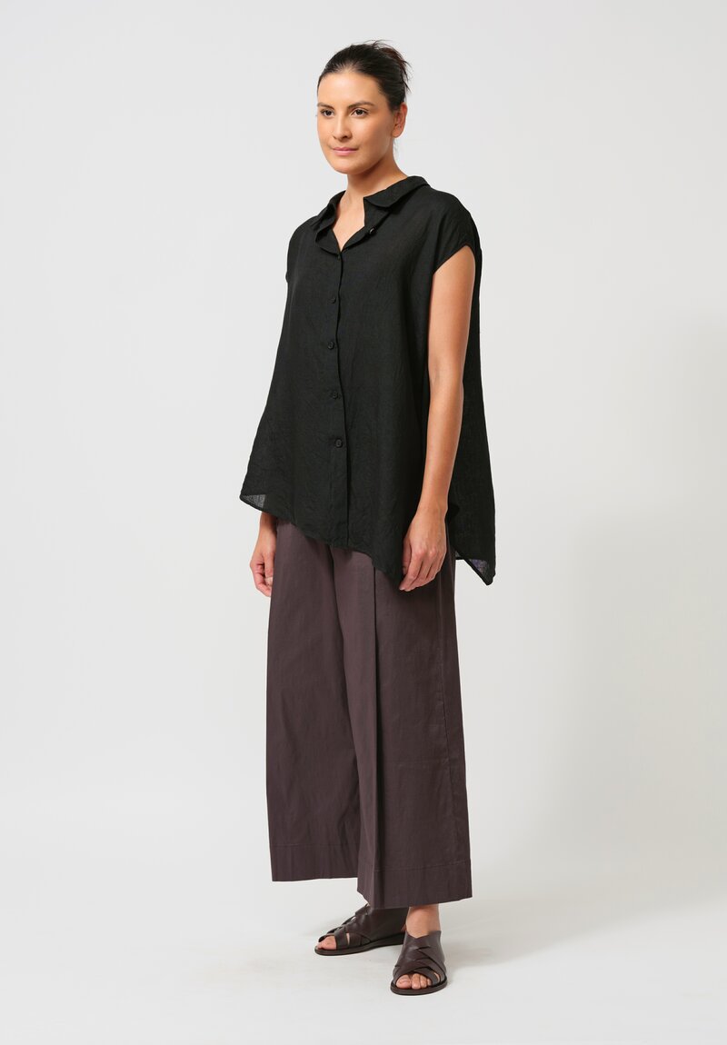 Peter O. Mahler Pleated Stretch Culottes in Espresso Brown