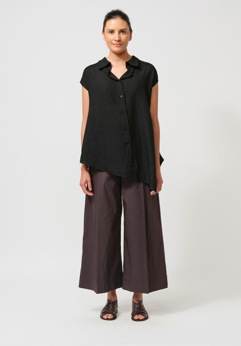 Peter O. Mahler Pleated Stretch Culottes in Espresso Brown