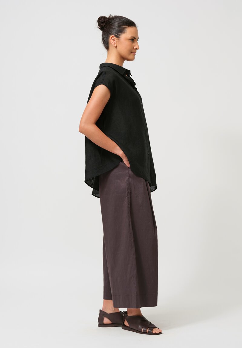 Peter O. Mahler Pleated Stretch Culottes in Espresso Brown