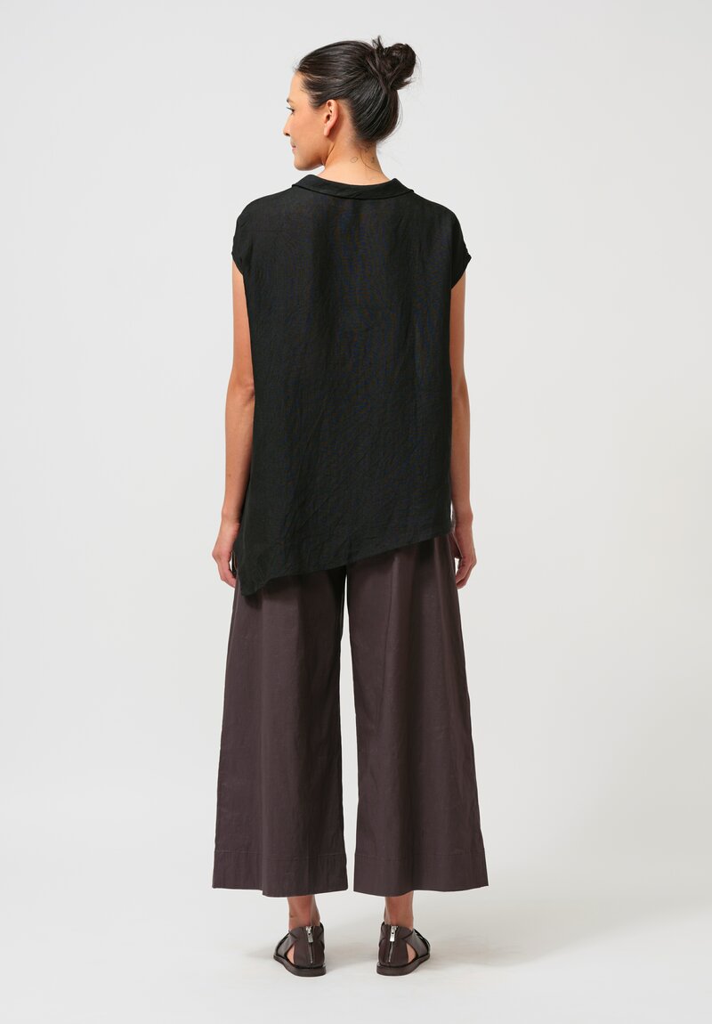 Peter O. Mahler Pleated Stretch Culottes in Espresso Brown