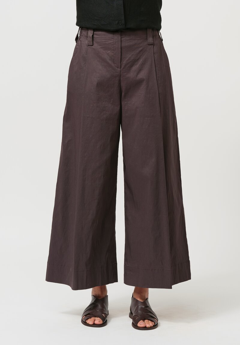 Peter O. Mahler Pleated Stretch Culottes in Espresso Brown