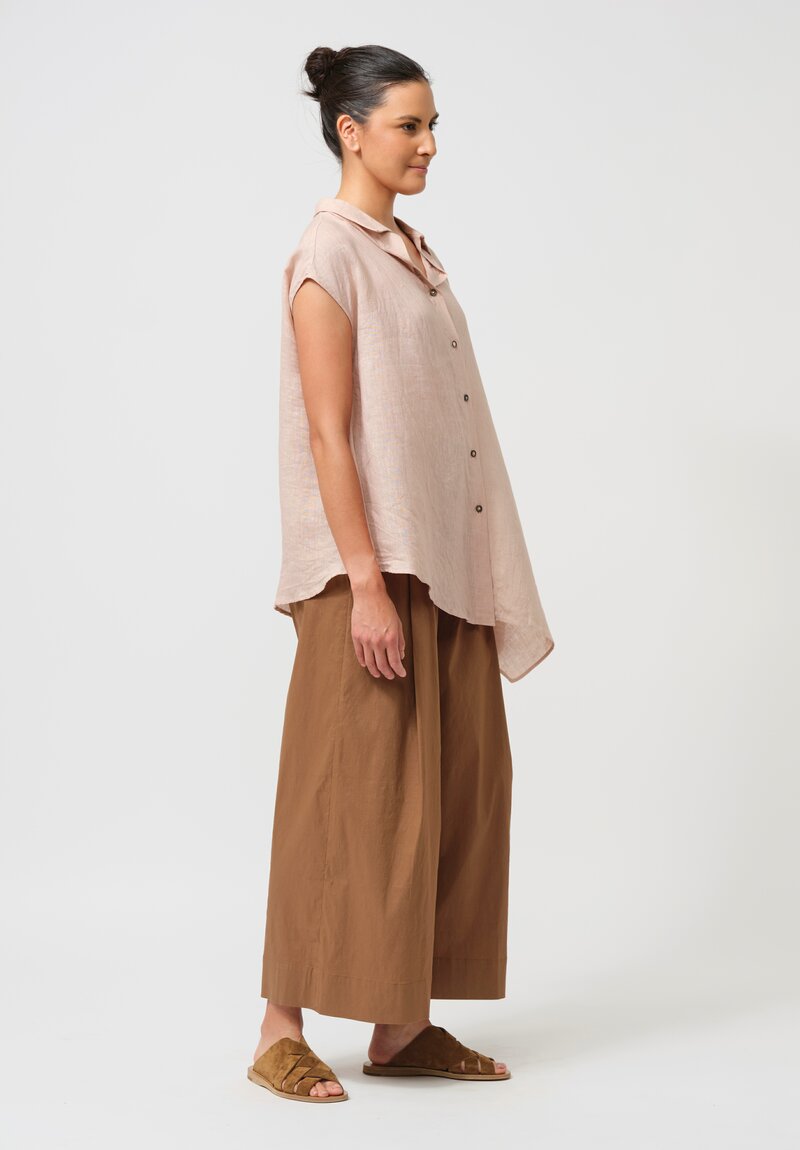 Peter O. Mahler Pleated Stretch Culottes in Camel Brown