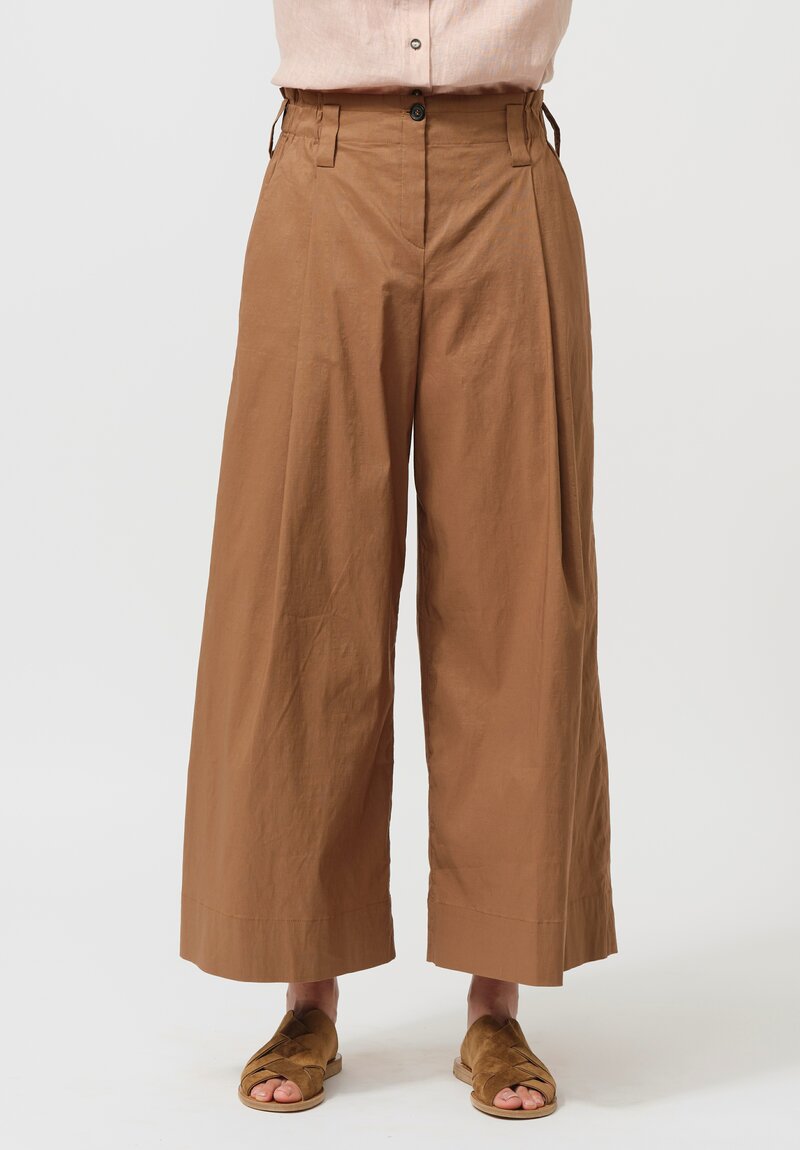 Peter O. Mahler Pleated Stretch Culottes in Camel Brown