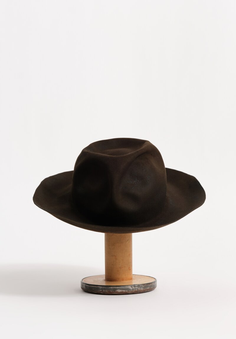Horisaki Design & Handel Hard Burnt Beaver Fur Felt Curved Wide Brim Hat